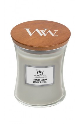 WoodWick Lavender & cedar közepes illatgyertya